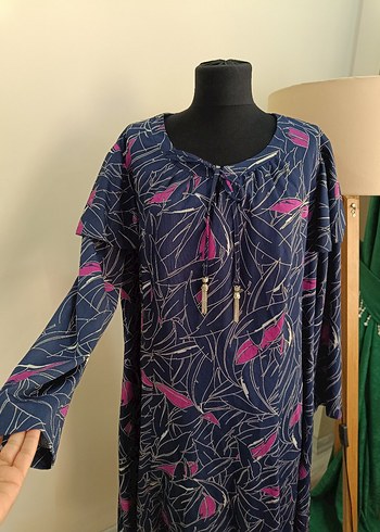 Uzun Kollu Mor Bohem Salaş Elbise - Görsel 13