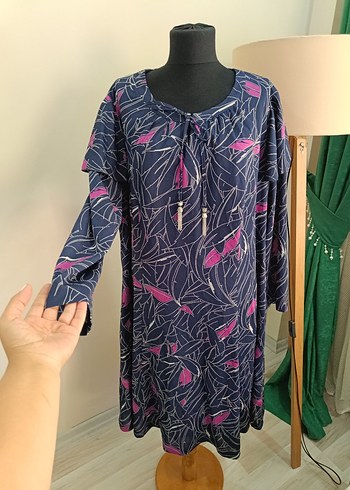 Uzun Kollu Mor Bohem Salaş Elbise - Görsel 10