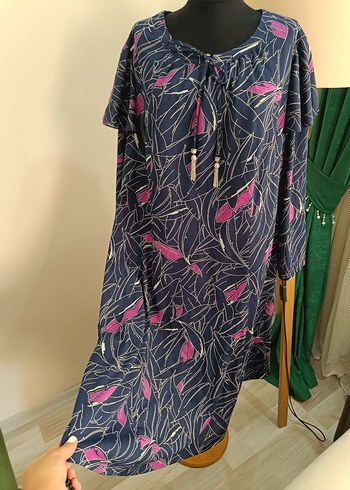 Uzun Kollu Mor Bohem Salaş Elbise - Görsel 6