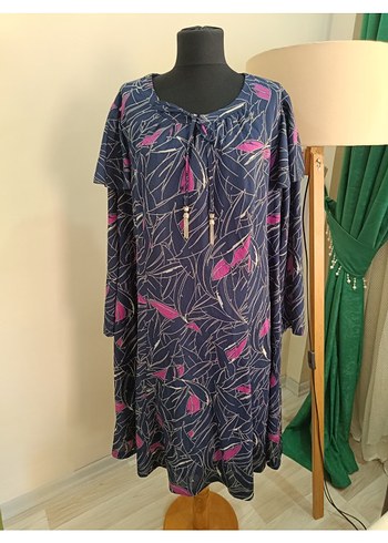 Uzun Kollu Mor Bohem Salaş Elbise - Görsel 2