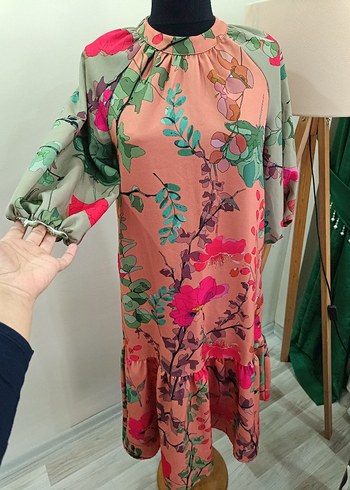 Çiçek Desenli Bohem asimetrik Elbise - Görsel 18