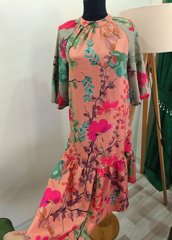 Çiçek Desenli Bohem asimetrik Elbise - Görsel 8