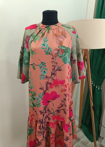 Çiçek Desenli Bohem asimetrik Elbise - Görsel 12