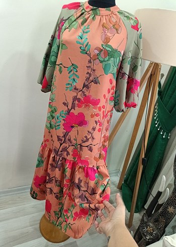 Çiçek Desenli Bohem asimetrik Elbise - Görsel 11
