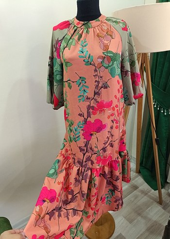 Çiçek Desenli Bohem asimetrik Elbise - Görsel 10