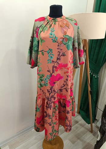 Çiçek Desenli Bohem asimetrik Elbise - Görsel 17