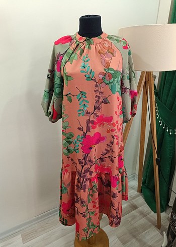 Çiçek Desenli Bohem asimetrik Elbise - Görsel 19