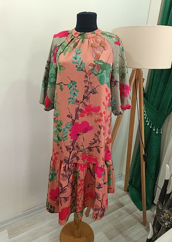 Çiçek Desenli Bohem asimetrik Elbise - Görsel 5