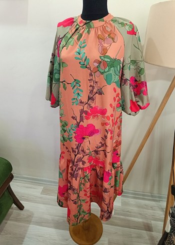 Çiçek Desenli Bohem asimetrik Elbise - Görsel 15