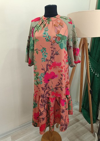 Çiçek Desenli Bohem asimetrik Elbise - Görsel 3