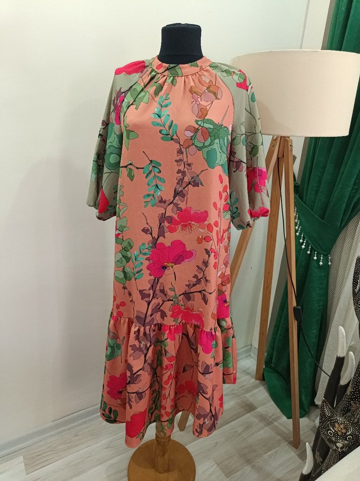 Çiçek Desenli Bohem asimetrik Elbise - Görsel 5