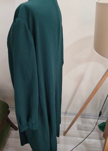 V Yaka Düğmeli Vintage Uzun Elbise - Görsel 6