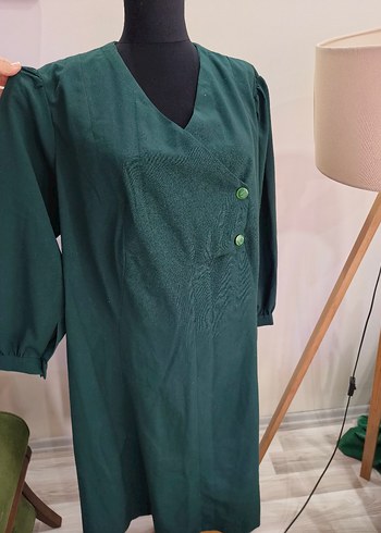 V Yaka Düğmeli Vintage Uzun Elbise - Görsel 15