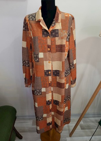 Düğmeli V Yaka Bohem Kadın Elbise - Görsel 8