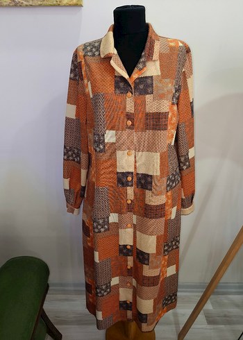 Düğmeli V Yaka Bohem Kadın Elbise - Görsel 11