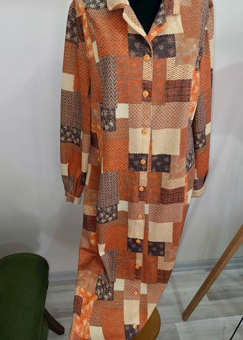 Düğmeli V Yaka Bohem Kadın Elbise - Görsel 6