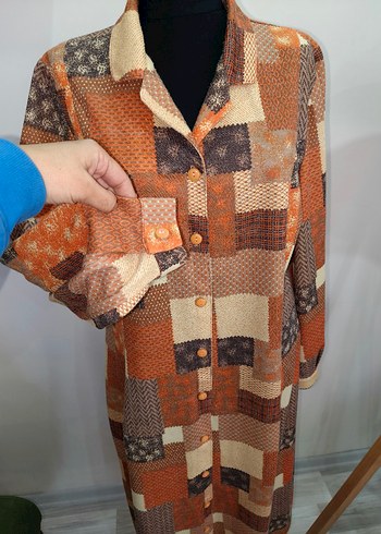 Düğmeli V Yaka Bohem Kadın Elbise - Görsel 17