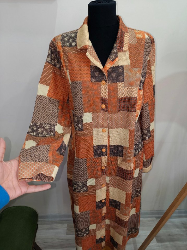 Düğmeli V Yaka Bohem Kadın Elbise - Görsel 3