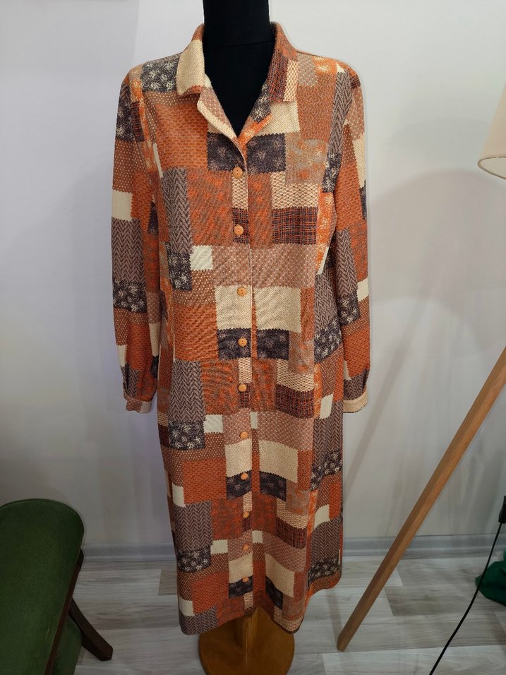 Düğmeli V Yaka Bohem Kadın Elbise - Görsel 2