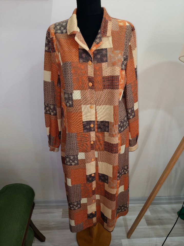 Düğmeli V Yaka Bohem Kadın Elbise - Görsel 5