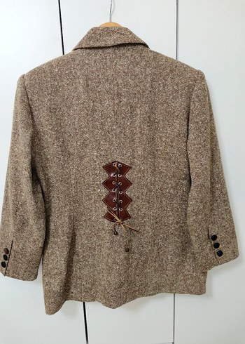 Düğmeli Kahverengi Bohem Kadın Blazer - Görsel 6