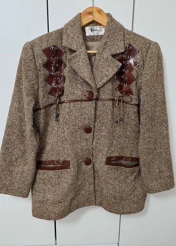 Düğmeli Kahverengi Bohem Kadın Blazer - Görsel 2