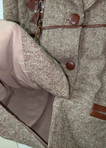 Düğmeli Kahverengi Bohem Kadın Blazer - Görsel 3