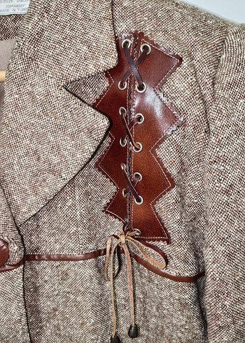 Düğmeli Kahverengi Bohem Kadın Blazer - Görsel 15