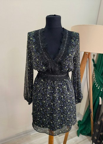 Dantel Detaylı Siyah zara Midi Elbise - Görsel 18