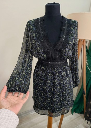 Dantel Detaylı Siyah zara Midi Elbise - Görsel 19