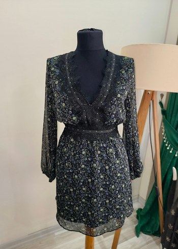 Dantel Detaylı Siyah zara Midi Elbise - Görsel 20