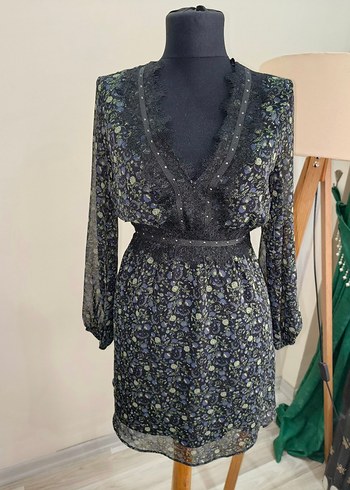 Dantel Detaylı Siyah zara Midi Elbise - Görsel 17