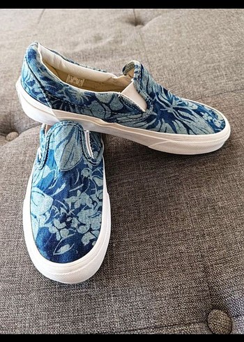 Mavi Batik Desenli Denim Kadın Spor Ayakkabı