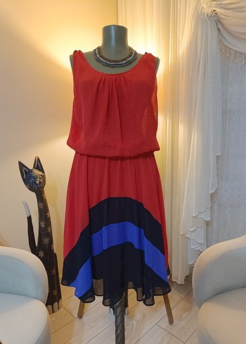 xl Beden çeşitli Renk Bohem Çok Renkli Midi Elbise