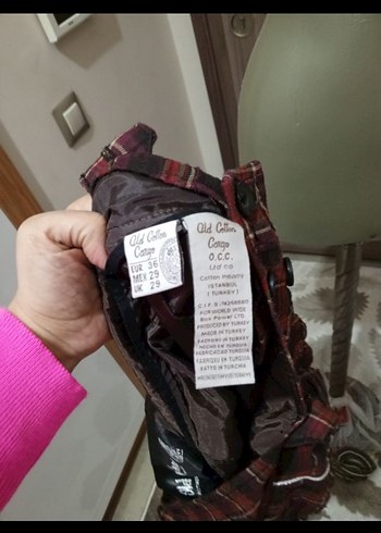 Kırmızı Ekose Mini Kısa Tulum - Görsel 5