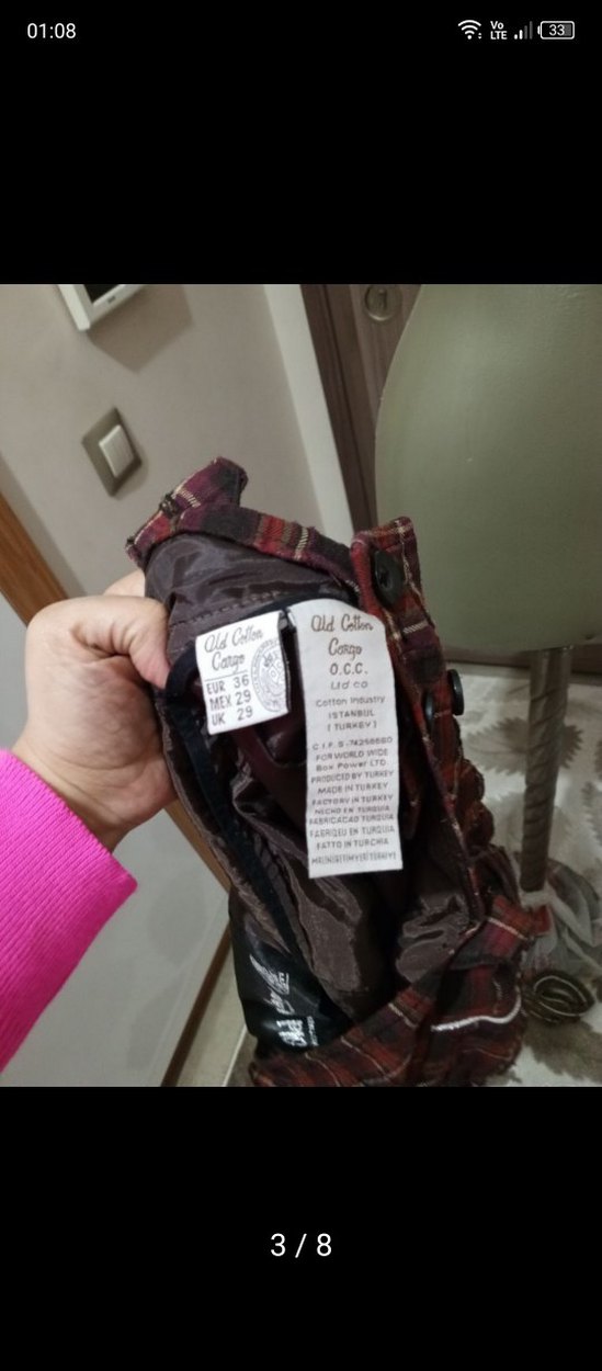 Kırmızı Ekose Mini Kısa Tulum - Görsel 5