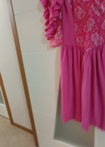 Vintage Dantel Detaylı Pembe Midi Elbise - Görsel 15