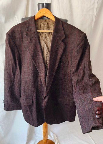 American Vintage Koyu Kahverengi Ekose Vintage Yun Blazer Ceket