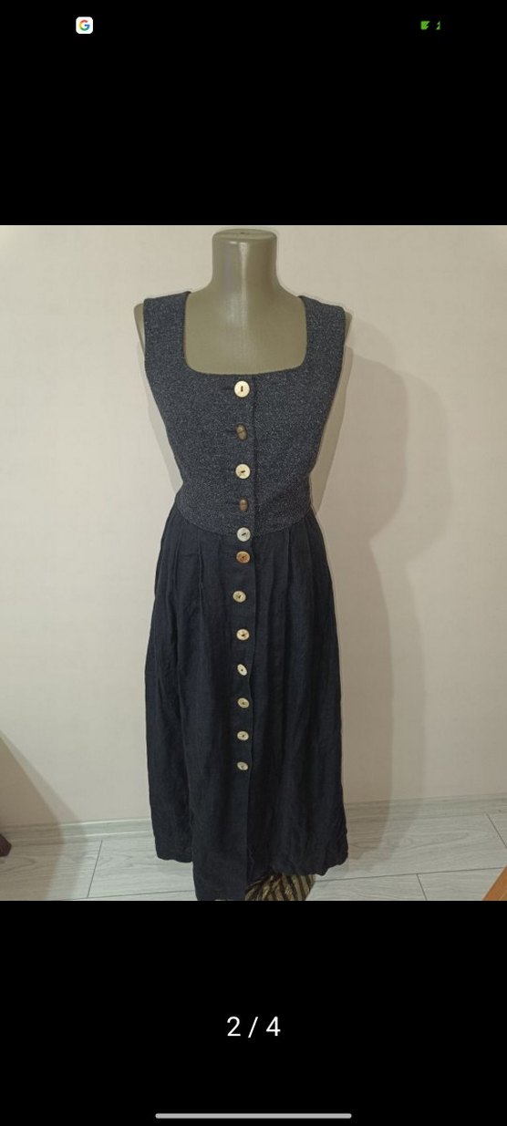 Düğmeli Siyah Yün Midi Elbise - Görsel 4