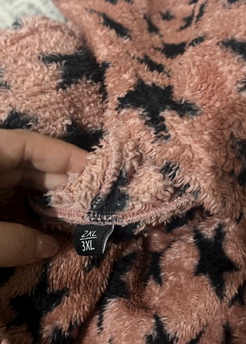 Kız Çocuk Kapüşonlu Yıldızlı Polar Panço - Görsel 3