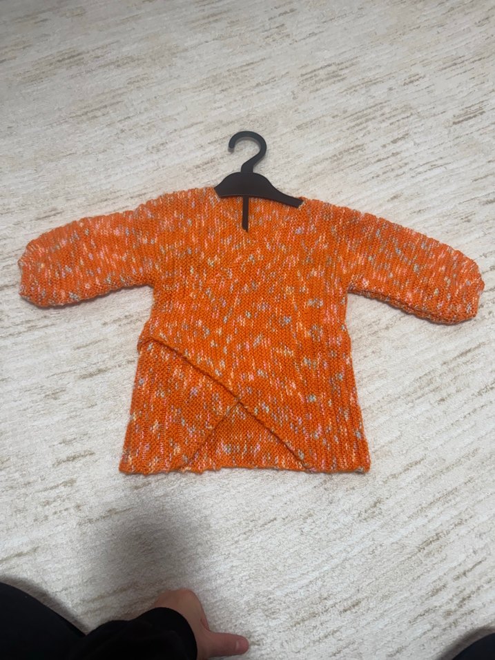 Turuncu Örgü Kız Çocuk Hırka - Görsel 2