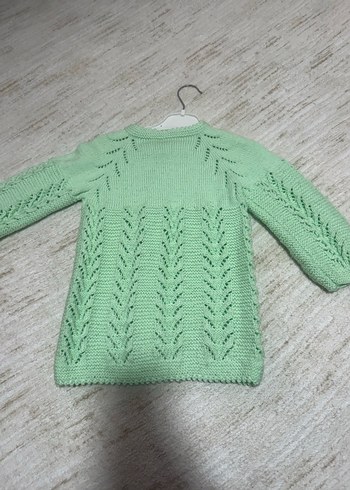 Kız Çocuk Pastel Yeşil Örgü Hırka - Görsel 2