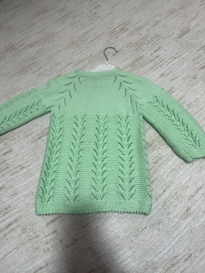 Kız Çocuk Pastel Yeşil Örgü Hırka - Görsel 2