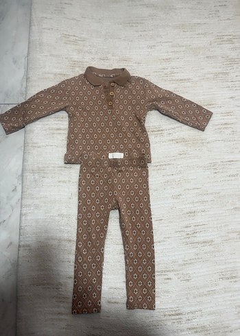 Kahverengi Uzun Kollu Bebek Kız Takımı - Görsel 2