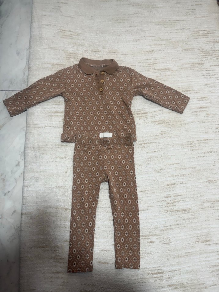 Kahverengi Uzun Kollu Bebek Kız Takımı - Görsel 2