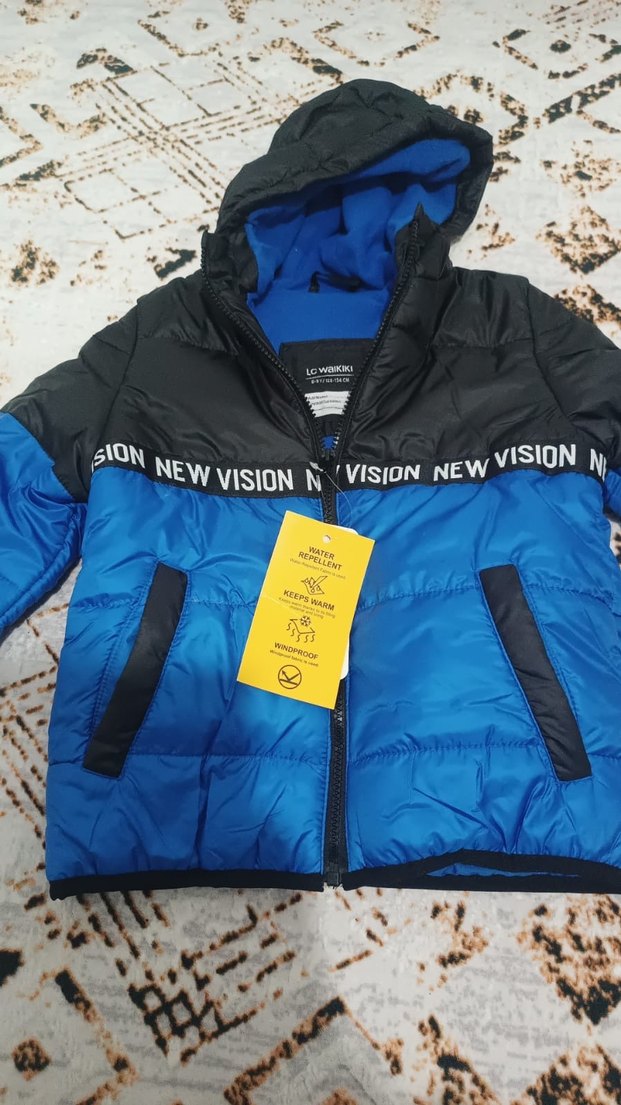 Kapüşonlu Erkek Çocuk Mavi Mont - Görsel 2