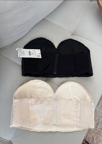 l Beden Zara ekru ve siyah bıstiyer