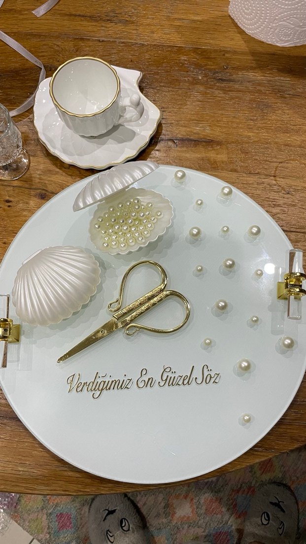 İncili Söz nişan isteme tepsisi fincanı - Görsel 2