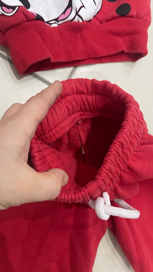 Kız Çocuk Kırmızı Minnie Baskılı Eşofman Takımı - Görsel 4