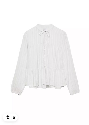 Düğmeli Beyaz Keten Bohem Bluz - Görsel 5